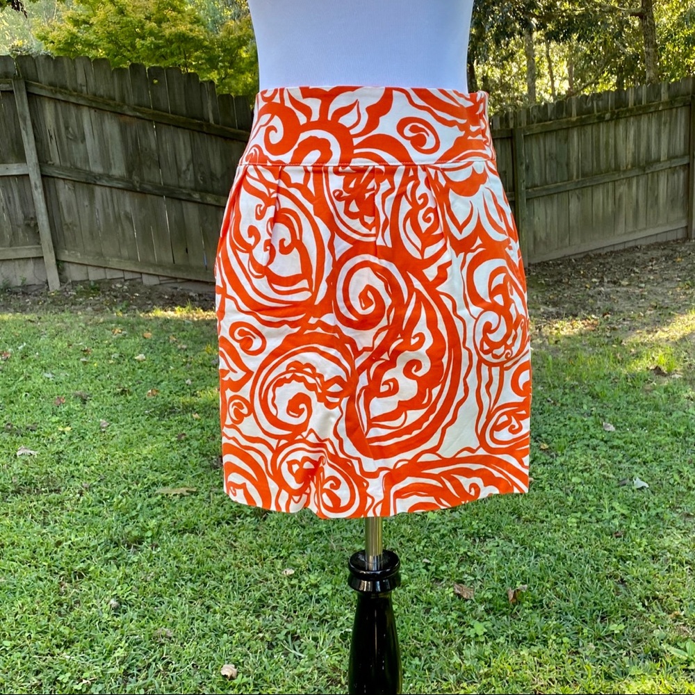 Merona orange and white stretch mini skirt
